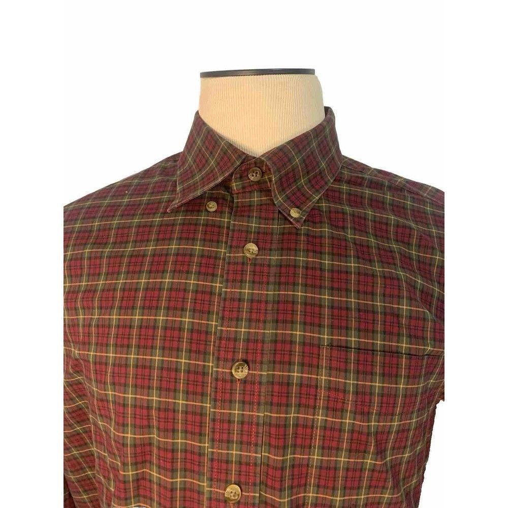 LL Bean Traditional fit  men’s Red Plaid long sleeve shirt XL LONG SLEEVE